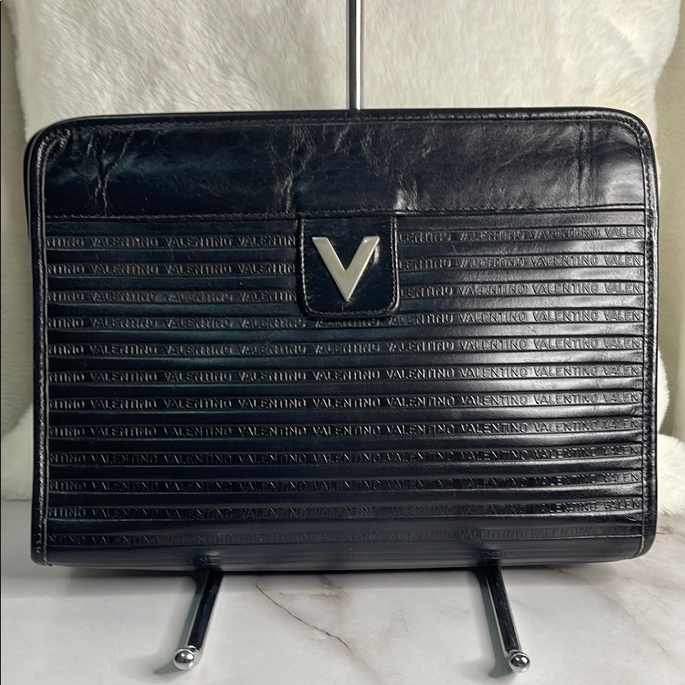 Valentino Mario Black Leather clutch  Bag